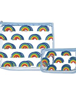 Bogg Bag Clear Designer Zipper Insert (Set of 2) Travel Organizer Storage Pop In (Rainbow)
