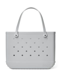 BOGG BAG - Original, Large Tote - Shades of Gray, White Buttons - 19in L x 9in W x 14in H - Beach, Pool, Boat, Sports - All Purpose EVA - Lightweight, Washable, Durable