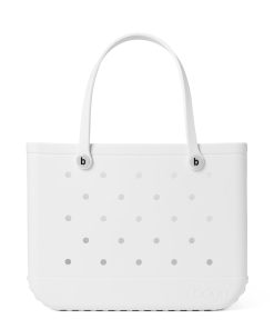 BOGG BAG - Original, Large Tote - For Shore White, White Buttons - 19in L x 9in W x 14in H - Beach, Pool, Boat, Sports - All Purpose EVA - Lightweight, Washable, Durable