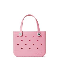 BOGG BAG - Bitty, Small Tote - Blowing Pink Bubbles, White Buttons - 11in L x 4.5in W x 8.5in H - Beach, Pool, Boat, Work, Sports - All Purpose EVA - Lightweight, Washable, Durable