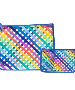 Clear Designer Zipper Insert (Set of 2) Travel Organizer Storage Pop In Bogg Bag (Stripes)