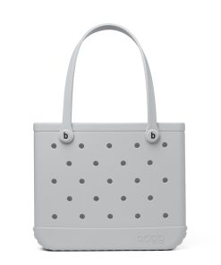 BOGG BAG - Medium Tote - Shades of Gray, White Buttons - 15in L x 5in W x 12.5in H - Beach, Pool, Boat, Work, Sports - All Purpose EVA - Lightweight, Washable, Durable
