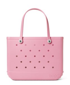 BOGG BAG - Original, Large Tote - Blowing Pink Bubbles, White Buttons - 19in L x 9in W x 14in H - Beach, Pool, Boat, Sports - All Purpose EVA - Lightweight, Washable, Durable