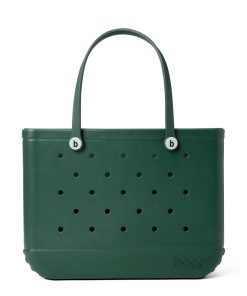 BOGG BAG - Original, Large Tote Bag - On the Hunter for a Green, White Buttons - 19in L x 9in W x 14in H - Lightweight, Washable, Durable - All Purpose EVA