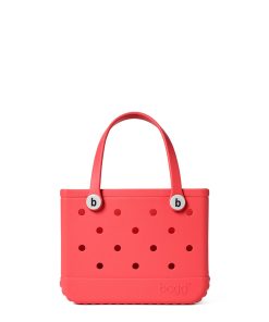 BOGG BAG - Bitty, Small Tote - Coral Me Mine, White Buttons - 11in L x 4.5in W x 8.5in H - Beach, Pool, Boat, Work, Sports - All Purpose EVA - Lightweight, Washable, Durable