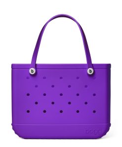 BOGG BAG - Original, Large Tote - Houston We Have a Purple, White Buttons - 19in L x 9in W x 14in H - Beach, Pool, Boat, Sports - All Purpose EVA - Lightweight, Washable, Durable