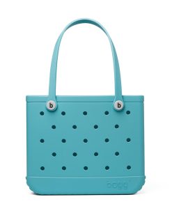 BOGG BAG - Medium Tote Bag - Turquoise and Caicos, White Buttons - 15in L x 5in W x 12.5in H - Lightweight, Washable, Durable - All Purpose EVA - for Beach, Pool, Boat, Work, Sports