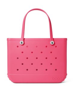 BOGG BAG - Original, Large Tote - Watermelon, White Buttons - 19in L x 9in W x 14in H - Beach, Pool, Boat, Sports - All Purpose EVA - Lightweight, Washable, Durable