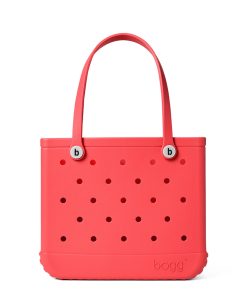 BOGG BAG - Medium Tote - Coral Me Mine, White Buttons - 15in L x 5in W x 12.5in H - Beach, Pool, Boat, Work, Sports - All Purpose EVA - Lightweight, Washable, Durable