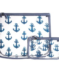 BOGG BAG Clear Designer Zipper Insert (Set of 2) Travel Organizer Storage Pop In Original Bogg and Baby (Navy Anchor)
