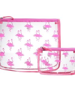 BOGG BAG Clear Designer Zipper Insert (Set of 2) Travel Organizer Storage Pop In Original Bogg and Baby (Pink Flamingo)